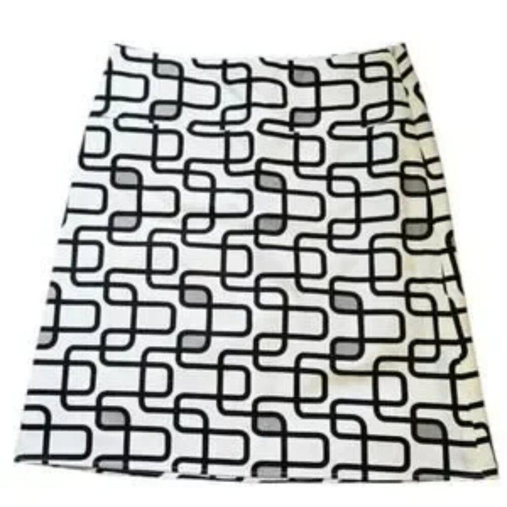 Sevier Skirts Brand Size 12 Pencil Lined Skirt Geo Print Ivory Black Gray